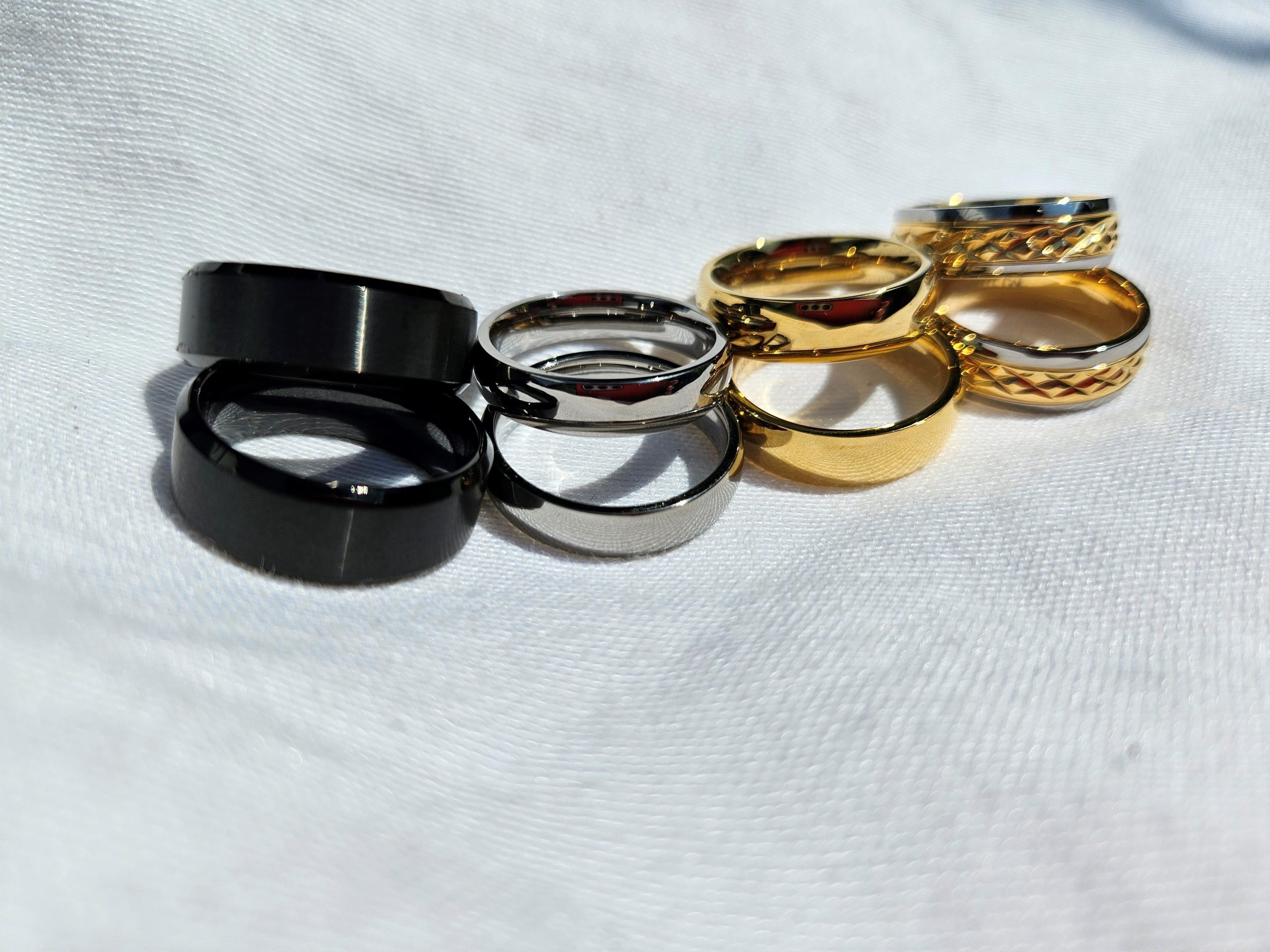 Wedding Bands: Black, Silver, Gold